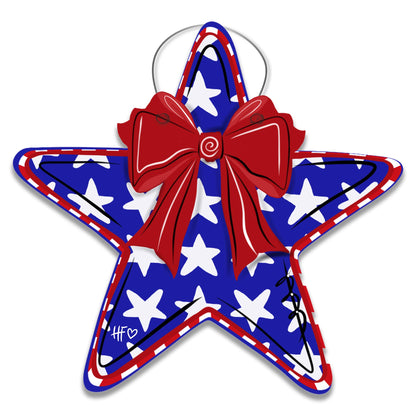 Patriotic Star with Bow Door Hanger