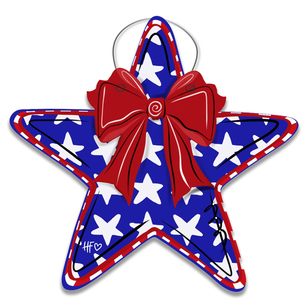 Patriotic Star with Bow Door Hanger