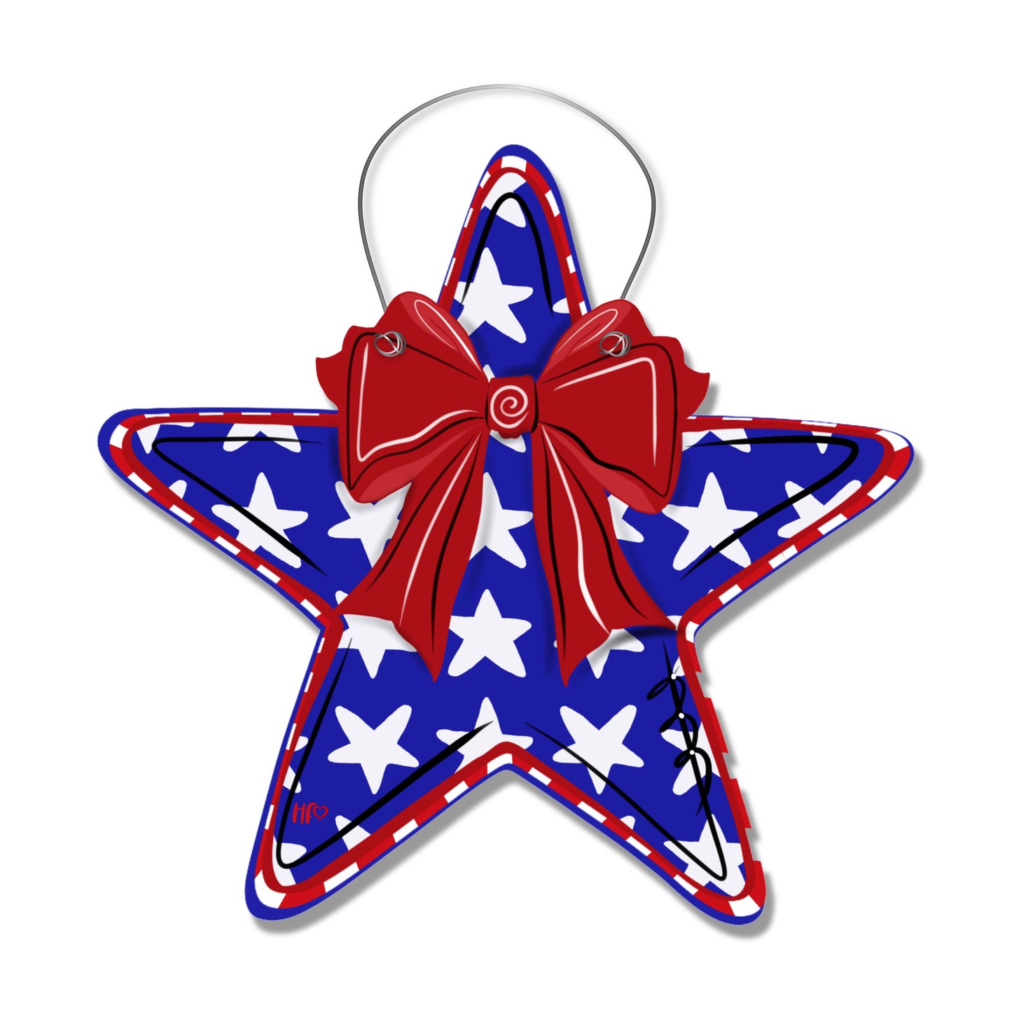 Patriotic Star with Bow Door Hanger