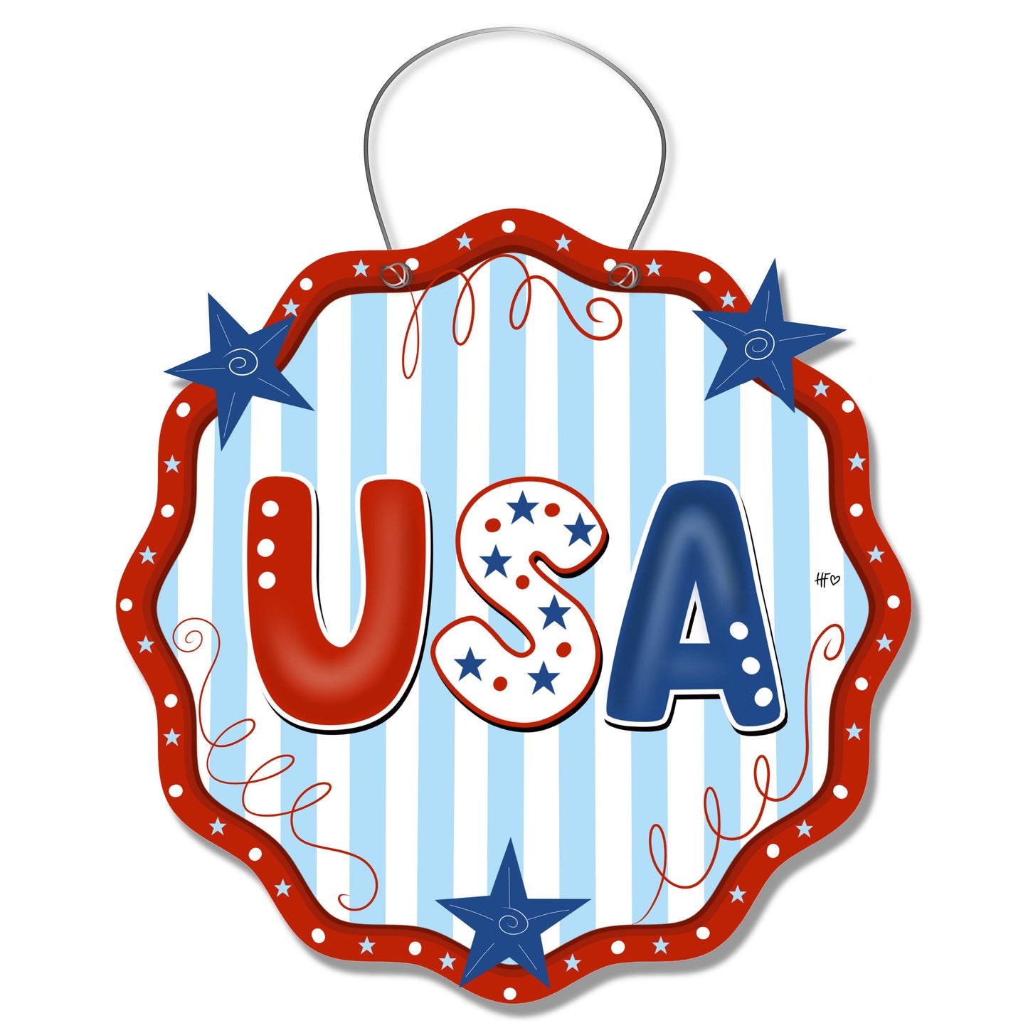 Star Stripes and Seersucker Door Hanger