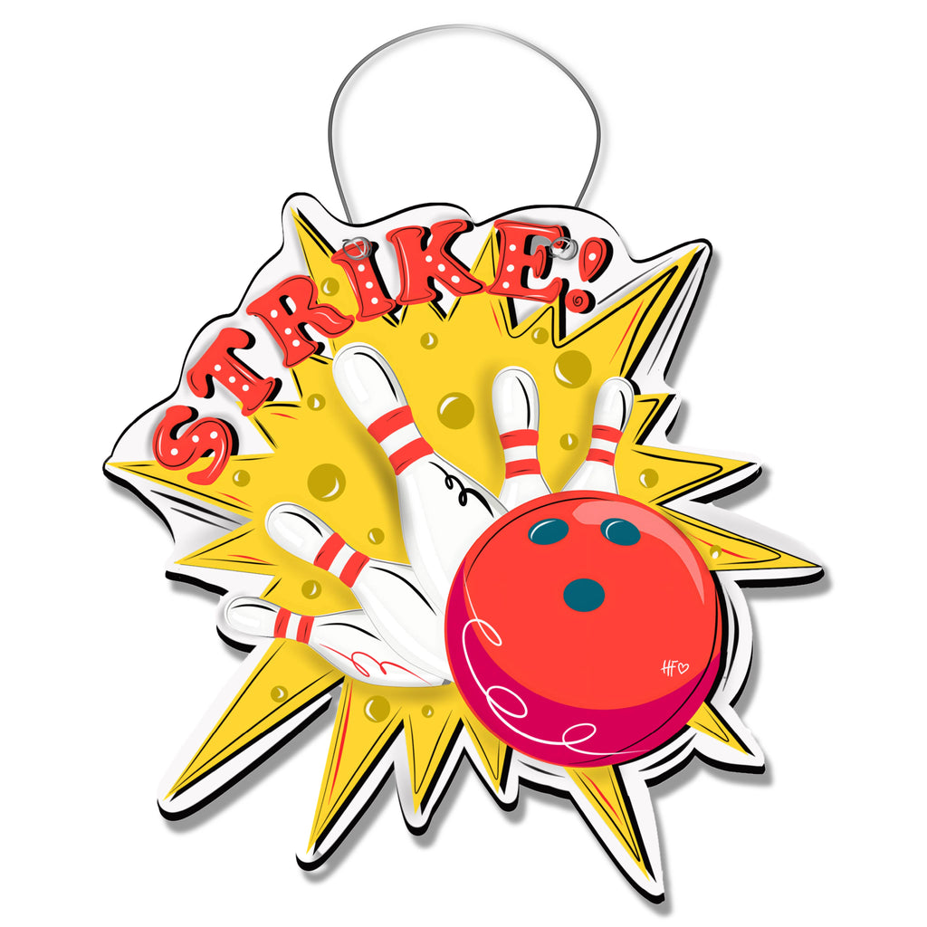 Bowling Strike with Pins Door Hanger