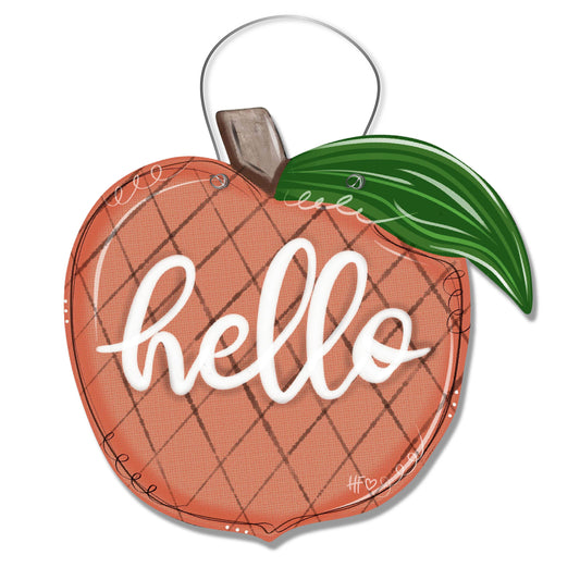 Summer Peach Hello Door Hanger