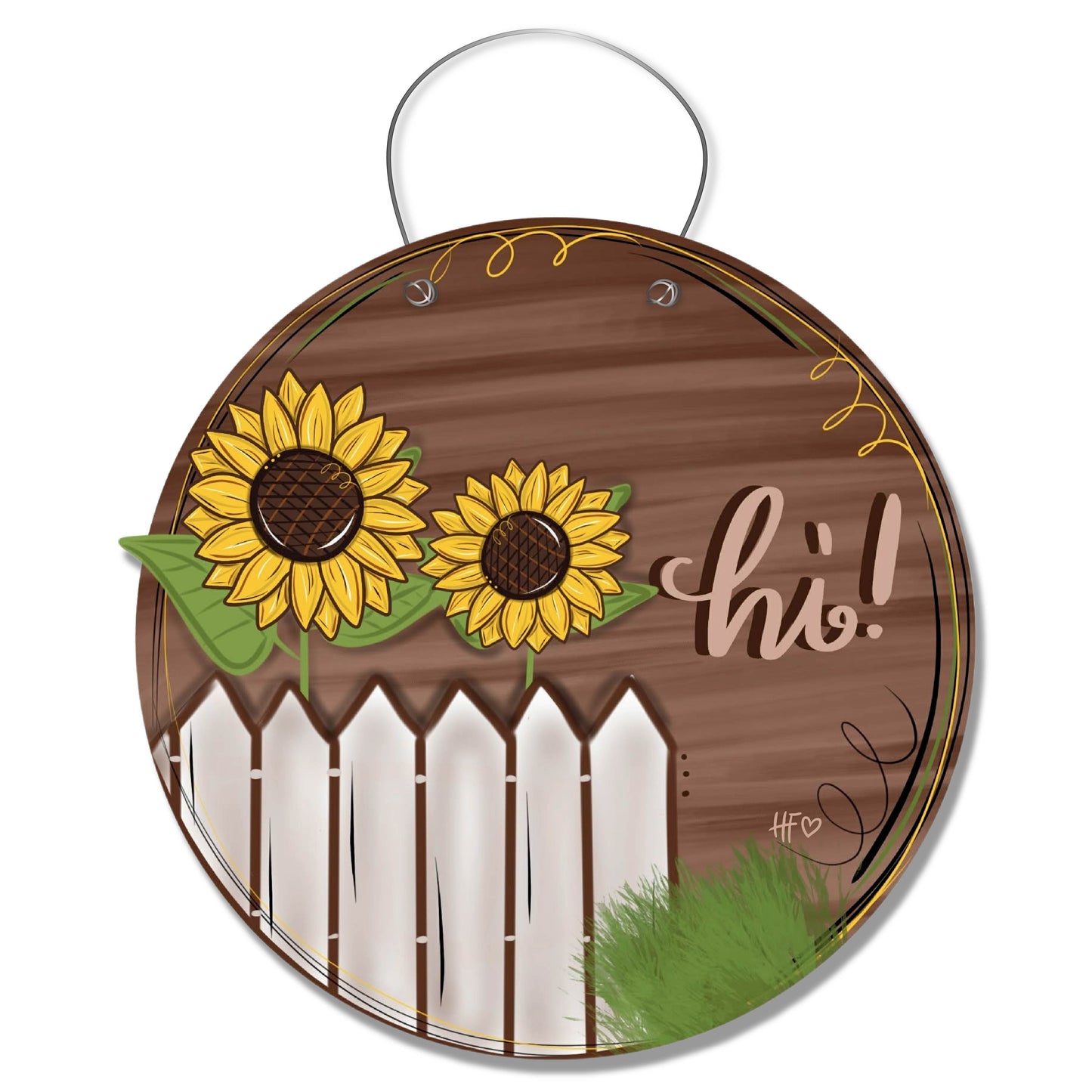 Sunflower Spring Fence Door Hanger