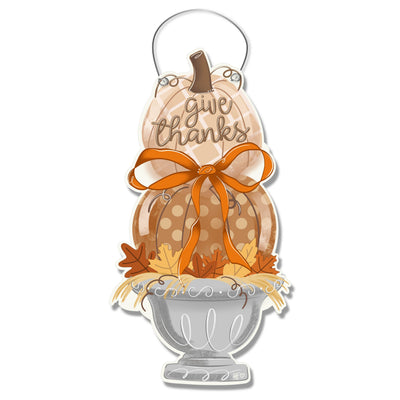 Thanksgiving Pumpkin Topiary Door Hanger