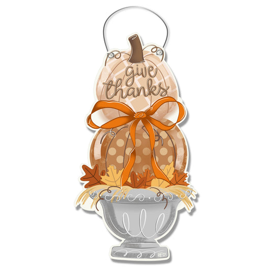 Thanksgiving Pumpkin Topiary Door Hanger