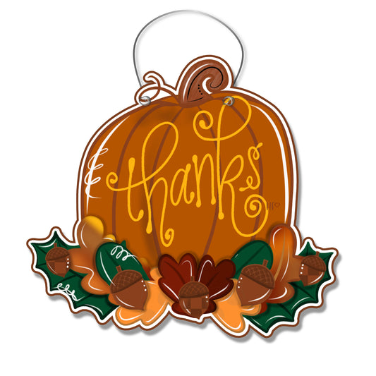 Thanks Pumpkin Thanksgiving Door Hanger