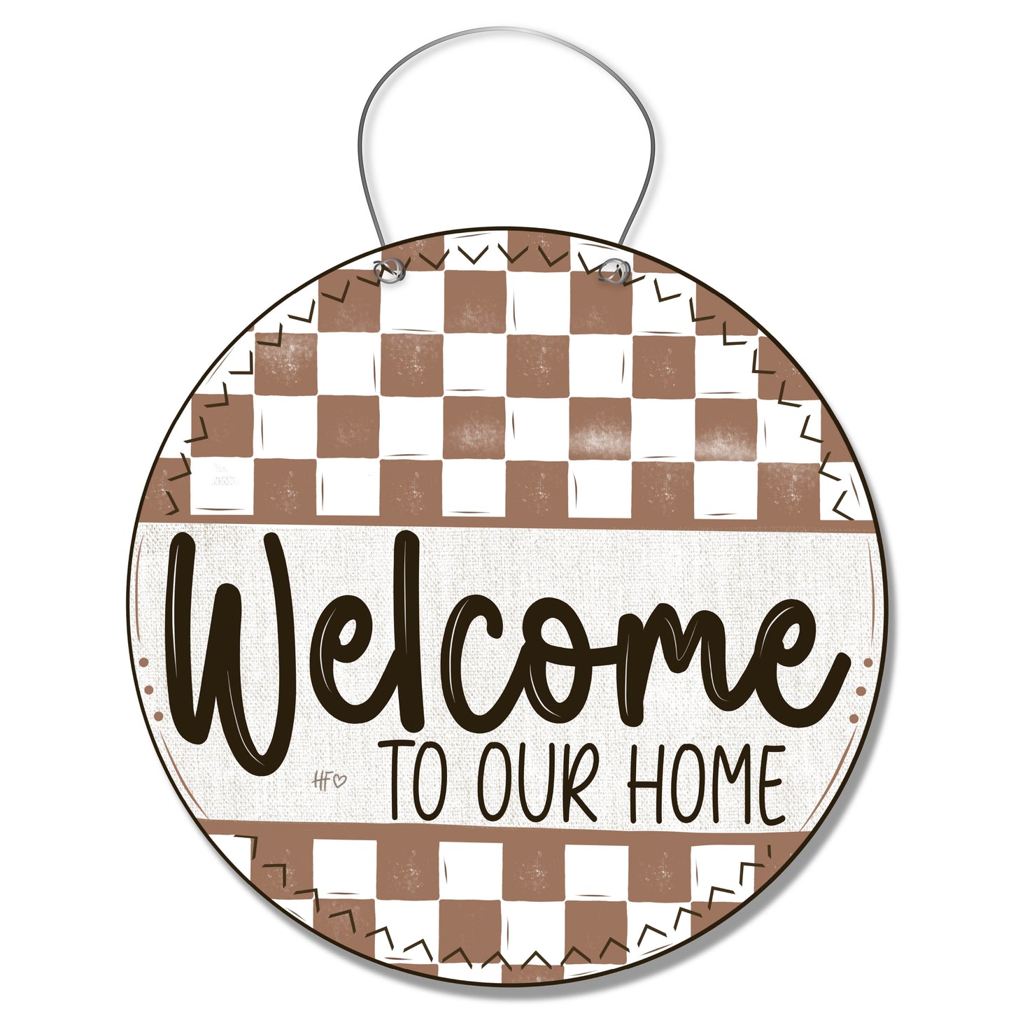 Tan Retro Welcome Door Hanger