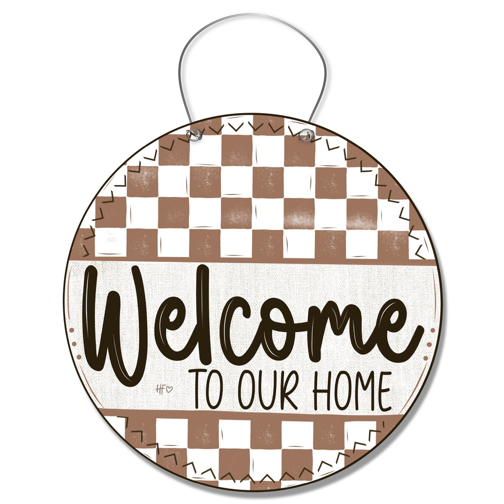 Tan Retro Welcome Door Hanger