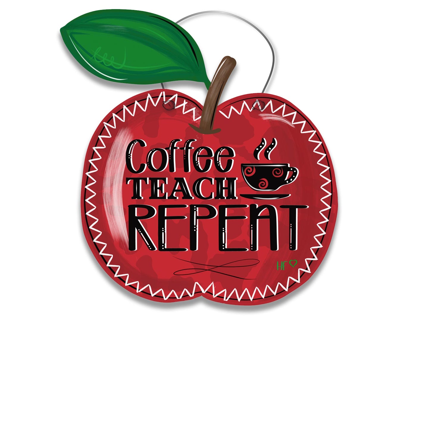 Coffee Teach Repeat Apple Door Hanger