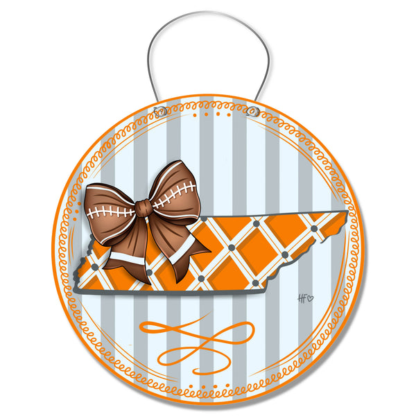 Tennessee Round Football Bow Door Hanger