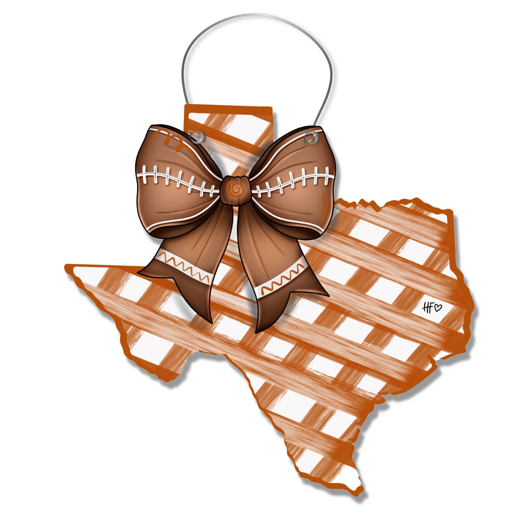 Texas Football Bow Door Hanger (Orange/White)