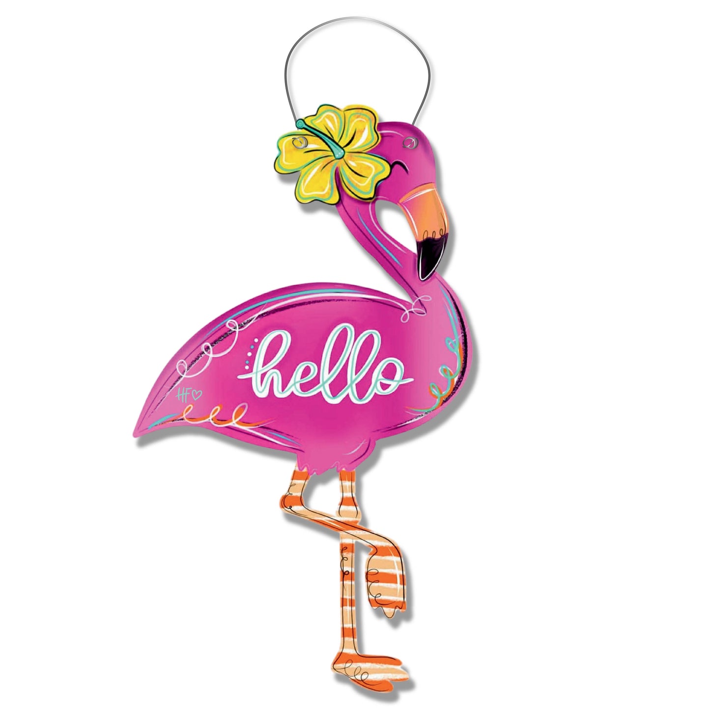 Tropical Flamingo Hello Door Hanger