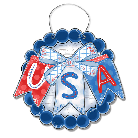 USA Bunting Door Hanger