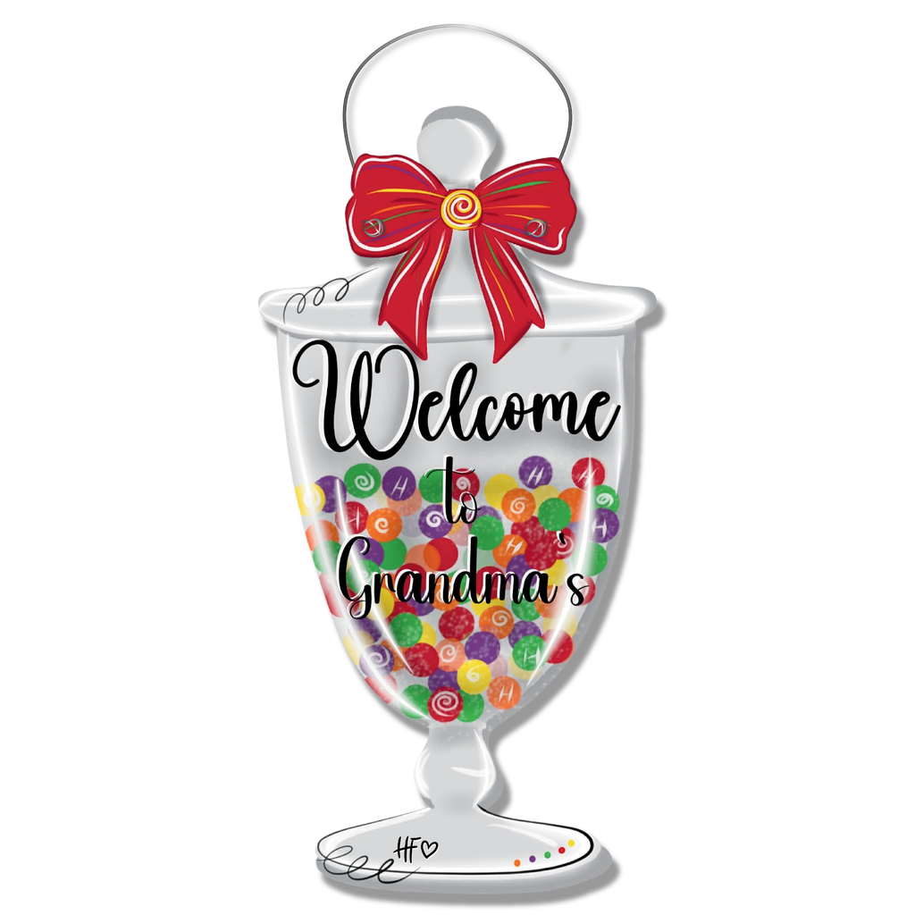 Welcome to Grandmas Sweet Treat Door Hanger