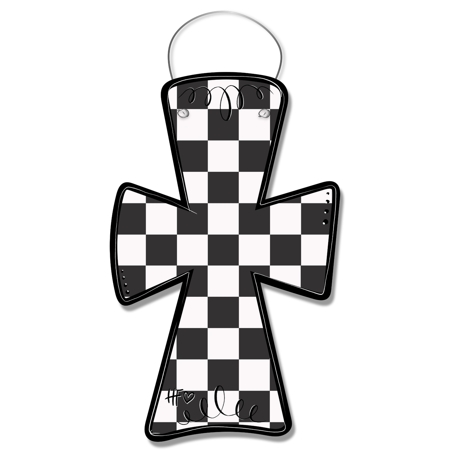 Checkerboard Cross Door Hanger