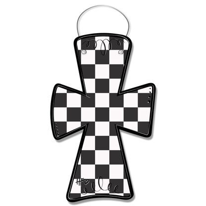 Checkerboard Cross Door Hanger
