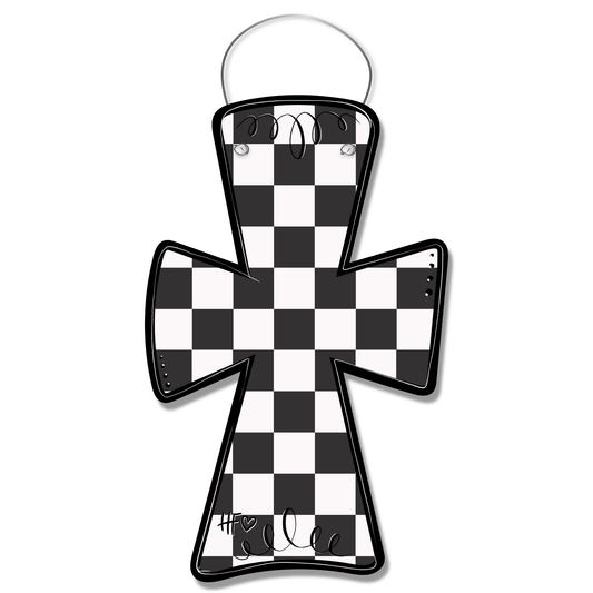Checkerboard Cross Door Hanger