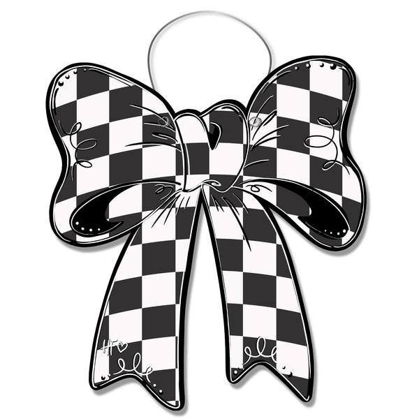 Checkerboard Bow Door Hanger