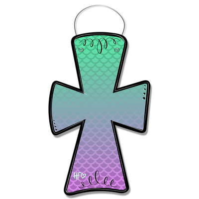 Mermaid Print Cross Door Hanger