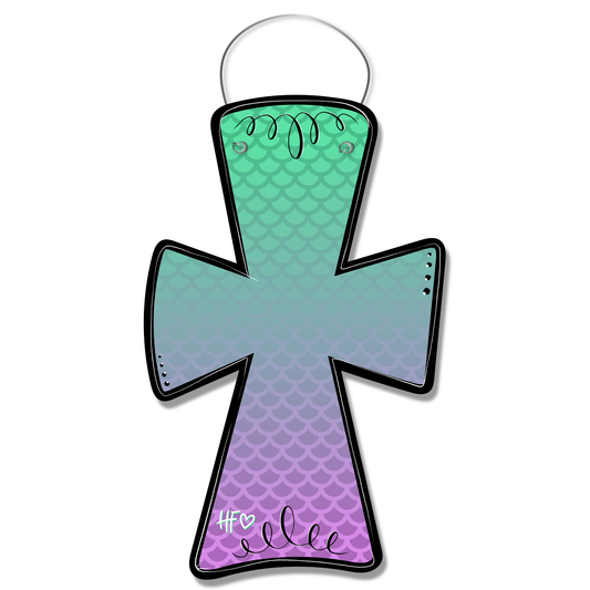 Mermaid Print Cross Door Hanger