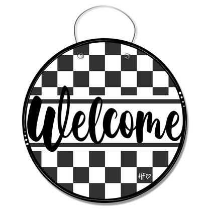 Checkerboard Welcome Door Hanger