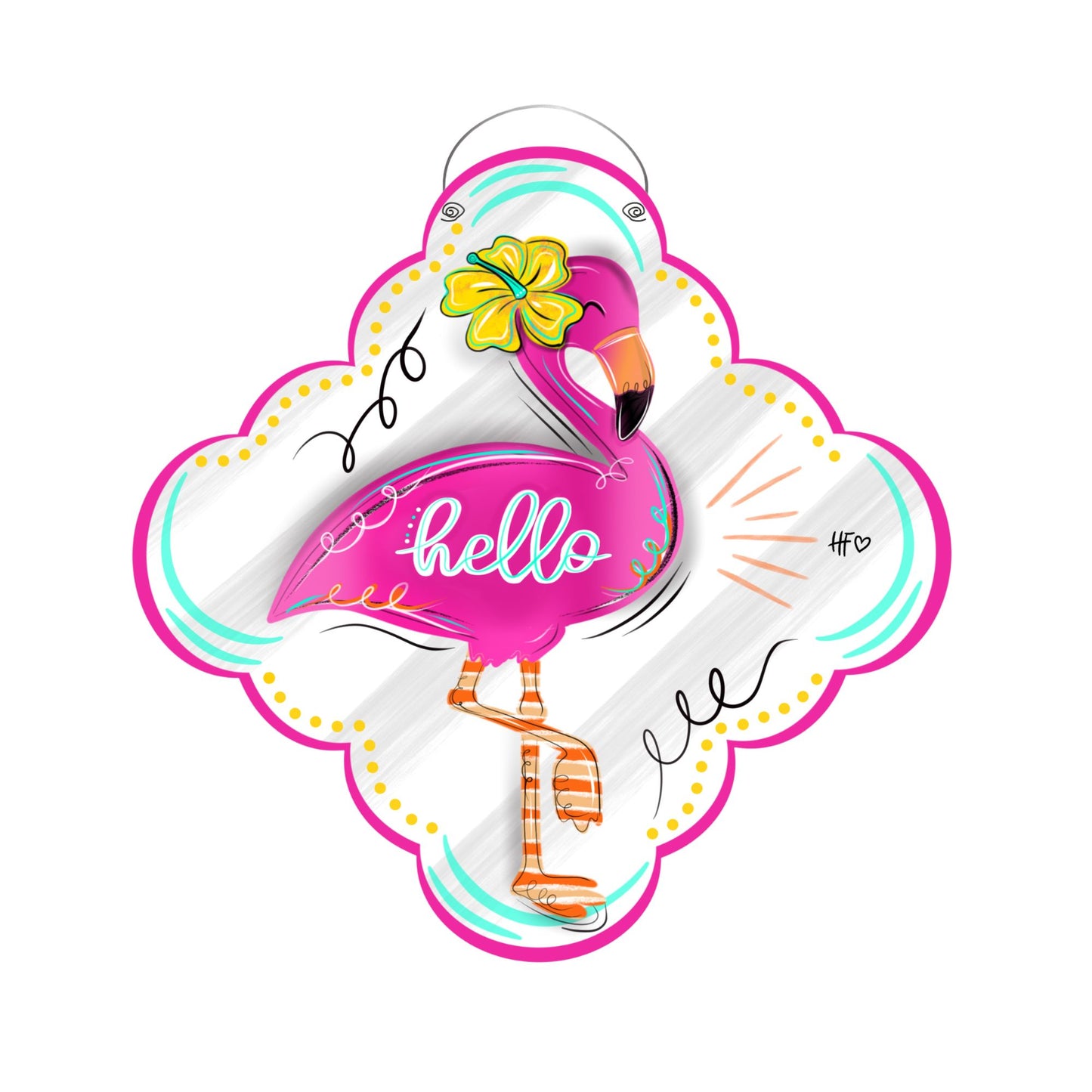 Tropical Flamingo Hello Door Hanger