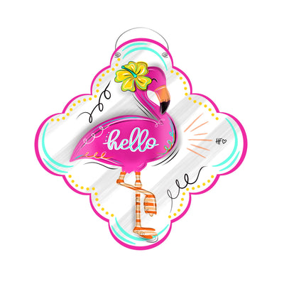 Tropical Flamingo Hello Door Hanger
