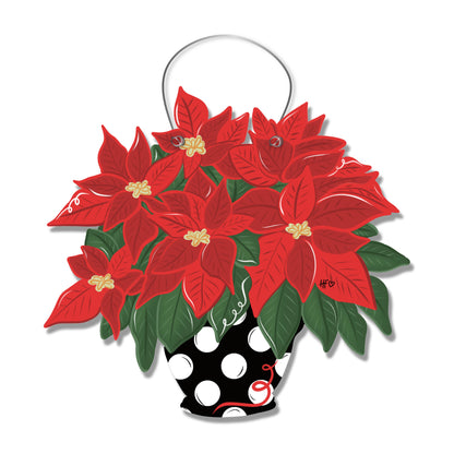 Vibrant Poinsetta Christmas Door Hanger