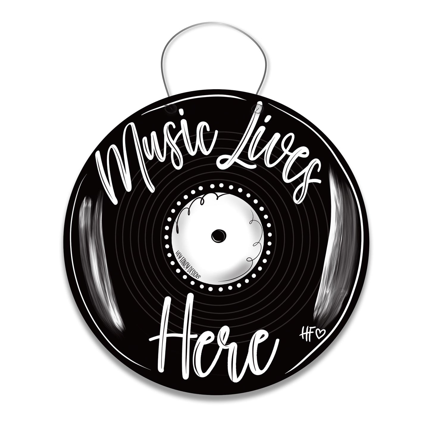 Vinyl Record Music Lives Here Door Hanger