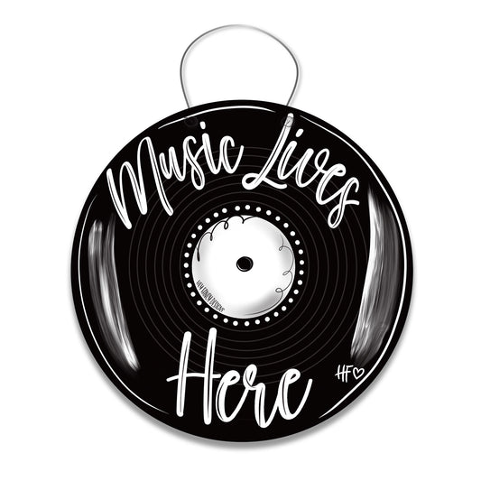 Vinyl Record Music Lives Here Door Hanger