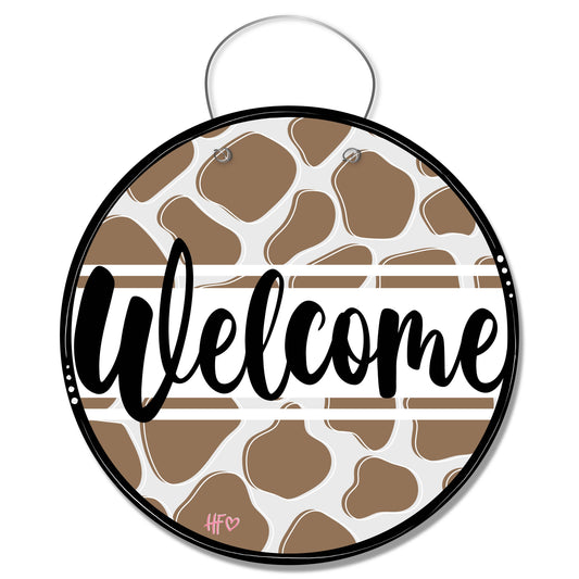 Brown Cow Welcome Board Door Hanger