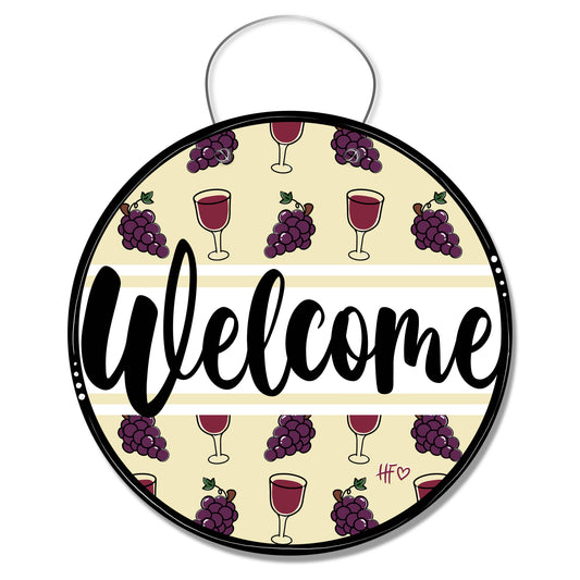 Wine Drinking Welcome Board Door Hanger