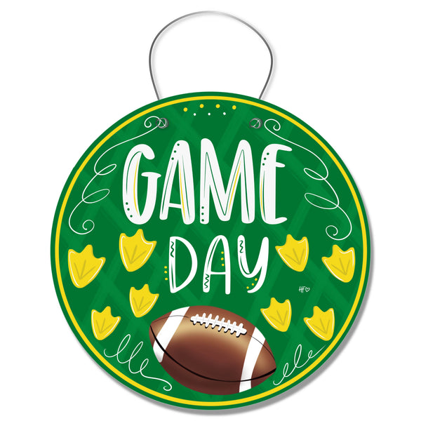 Webbed Game Day Door Hanger (Green/Yellow)
