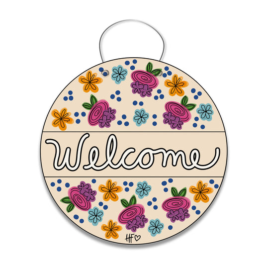 Welcome Flowers Spring Door Hanger