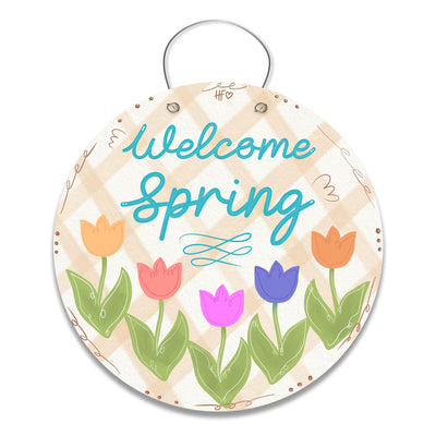 Welcome Spring Flowers Door Hanger