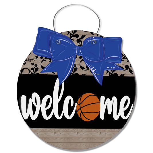 Basketball Welcome Bow (Royal Blue) Door Hanger