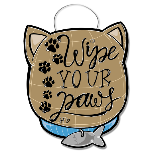 Wipe Your Paws Cat Door Hanger
