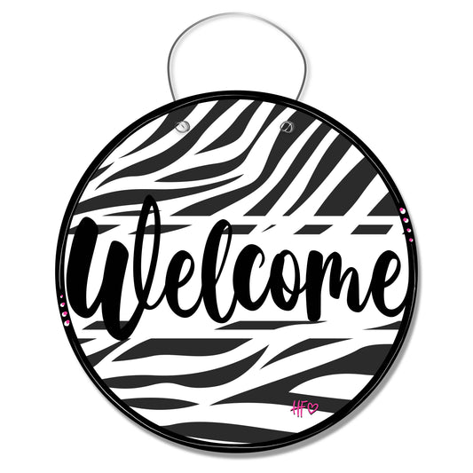 Zebra Print Welcome Board Door Hanger
