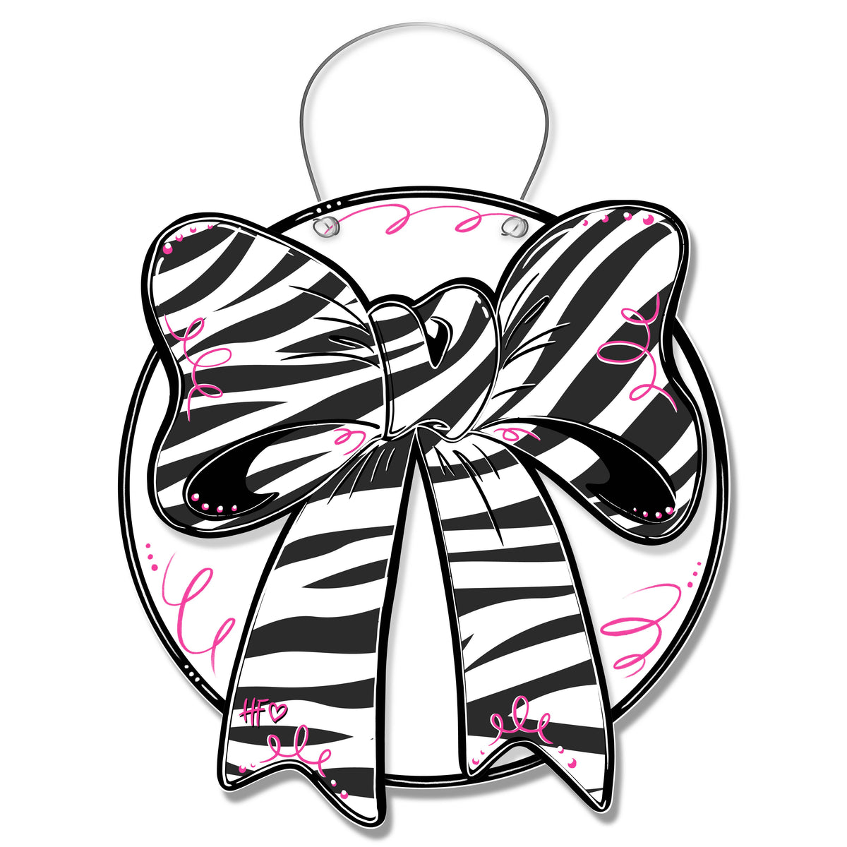 Zebra Print Bow Door Hanger