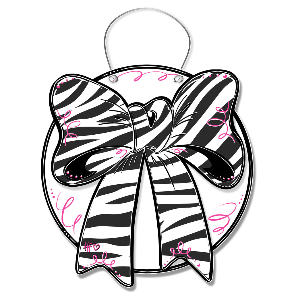 Zebra Print Bow Door Hanger