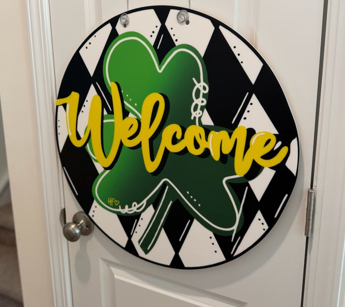 Shamrock Argyle Welcome Door Hanger