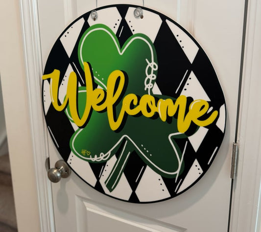 Shamrock Argyle Welcome Door Hanger