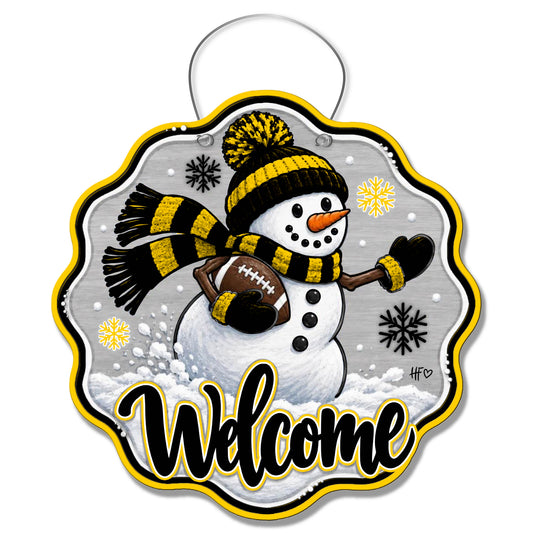 IOWA Snowman Football Door Hanger