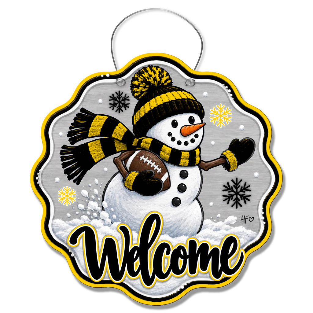 IOWA Snowman Football Door Hanger