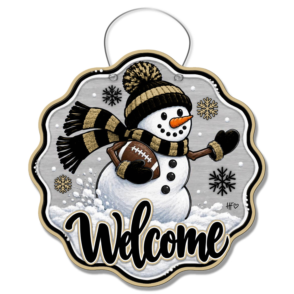 NO Snowman Football Door Hanger