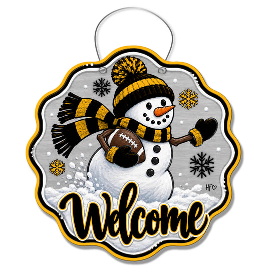 PIT Snowman Football Door Hanger