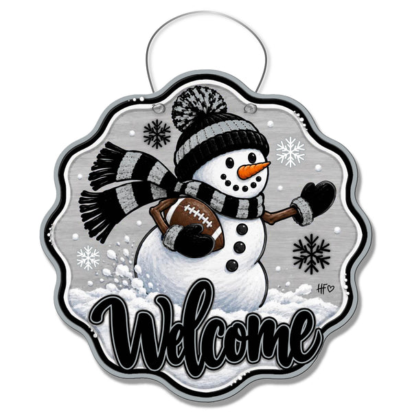 LV Snowman Football Door Hanger