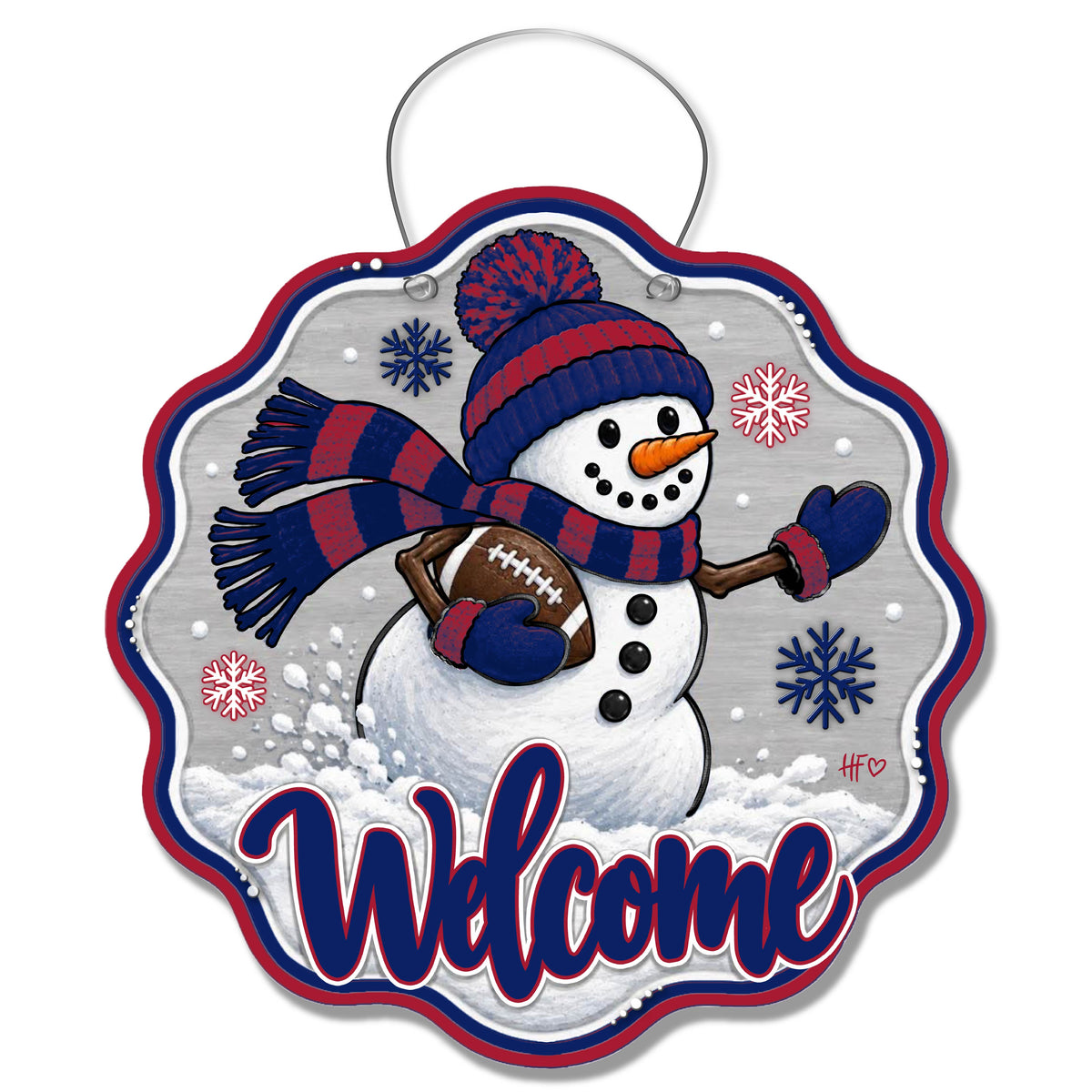 NYG Snowman Football Door Hanger