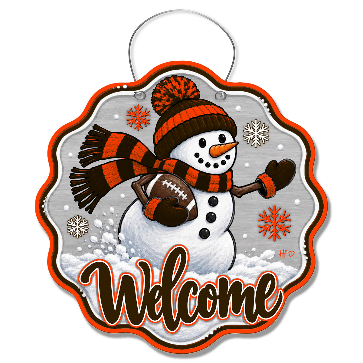 CLE Snowman Football Door Hanger