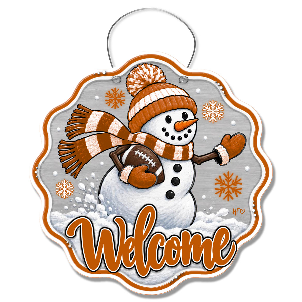 TEX Snowman Football Door Hanger